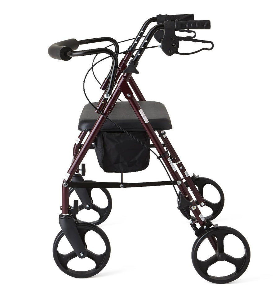 Red Steel Heavy Duty Folding Rollator Walker