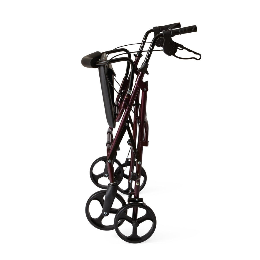 Red Steel Heavy Duty Folding Rollator Walker