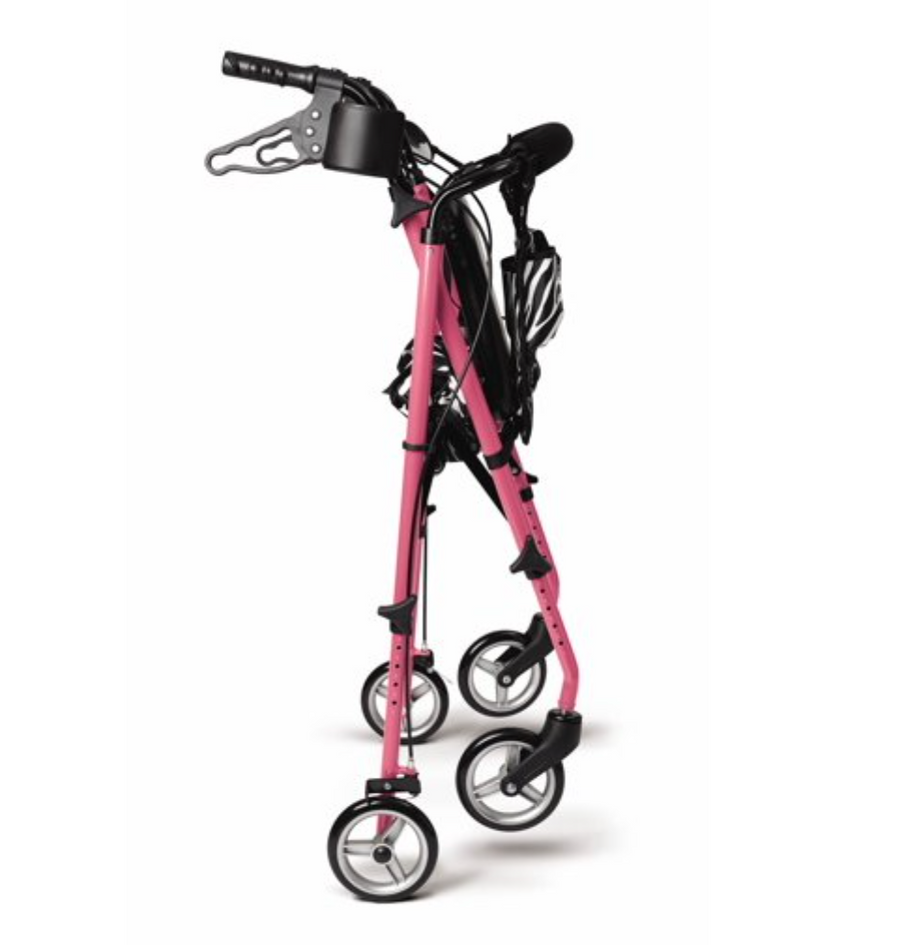 Pink Zebra Aluminum Folding Rollator Walker